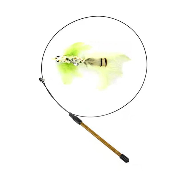 Planet Gates Simulation Bird Interactive Funny Cat Stick Toy Furry Feather Bird With Bell Sucker Cat Stick Toy Kitten Playing Pet Accessories