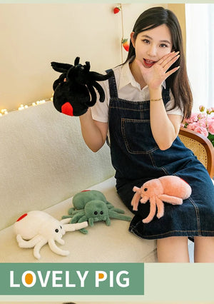Planet Gates Simulation Black Spider Jumping Spider Doll Crawling Pet Doll Plush Cute Reptile Plush Toy Super Cute Doll