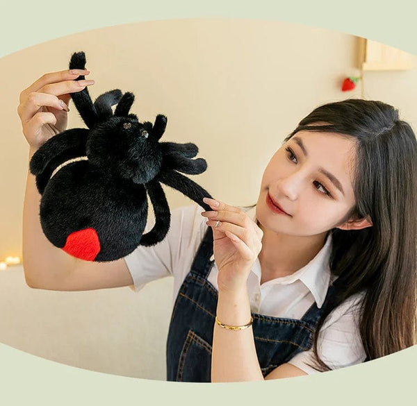 Planet Gates Simulation Black Spider Jumping Spider Doll Crawling Pet Doll Plush Cute Reptile Plush Toy Super Cute Doll