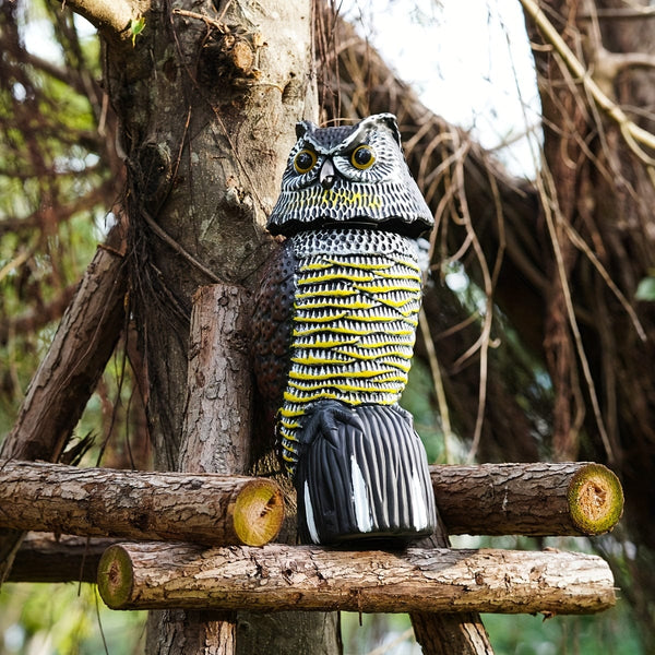Planet Gates Simulation Bobble Owl 1pc, Scare Birds, Squirrels, And Mice Away With This Realistic Fake Owl Statue - Rotating Head Pest Repellent!