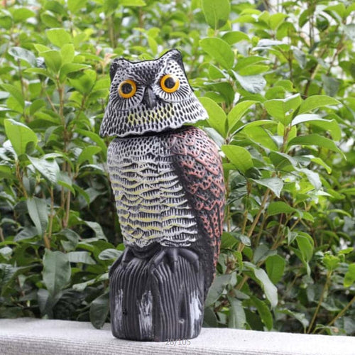 Planet Gates Simulation Bobble Owl 1pc, Scare Birds, Squirrels, And Mice Away With This Realistic Fake Owl Statue - Rotating Head Pest Repellent!