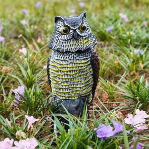 Planet Gates Simulation Bobble Owl 1pc, Scare Birds, Squirrels, And Mice Away With This Realistic Fake Owl Statue - Rotating Head Pest Repellent!