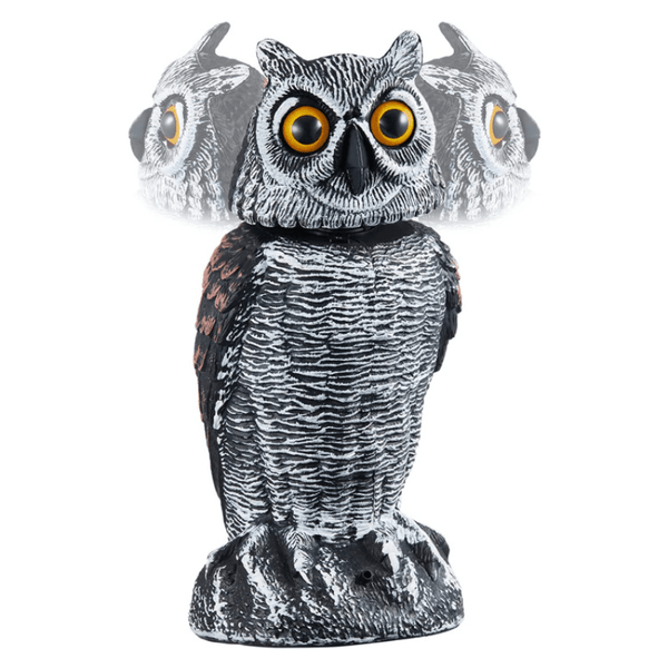 Planet Gates Simulation Bobble Owl 1pc, Scare Birds, Squirrels, And Mice Away With This Realistic Fake Owl Statue - Rotating Head Pest Repellent!