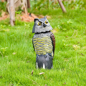 Planet Gates Simulation Bobble Owl 1pc, Scare Birds, Squirrels, And Mice Away With This Realistic Fake Owl Statue - Rotating Head Pest Repellent!