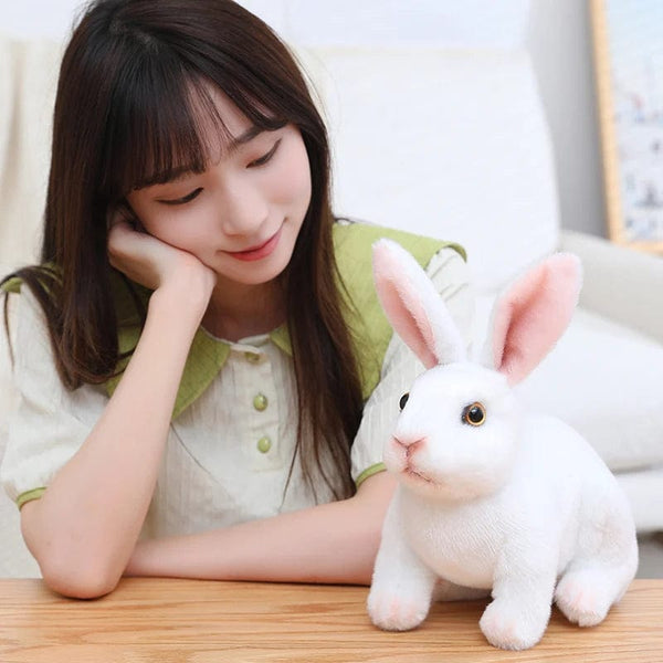 Planet Gates Simulation Kawaii Long Ears Realistic Rabbit Plush Toy Lifelike Animal Stuffed Doll Toys for Kids Girls Birthday Gift Room Decor
