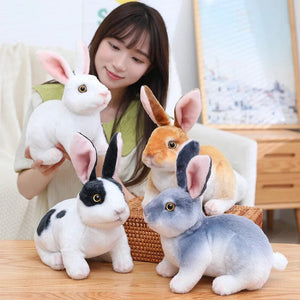 Planet Gates Simulation Kawaii Long Ears Realistic Rabbit Plush Toy Lifelike Animal Stuffed Doll Toys for Kids Girls Birthday Gift Room Decor