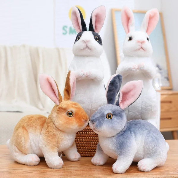 Planet Gates Simulation Kawaii Long Ears Realistic Rabbit Plush Toy Lifelike Animal Stuffed Doll Toys for Kids Girls Birthday Gift Room Decor
