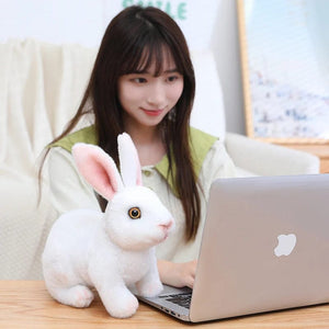 Planet Gates Simulation Kawaii Long Ears Realistic Rabbit Plush Toy Lifelike Animal Stuffed Doll Toys for Kids Girls Birthday Gift Room Decor