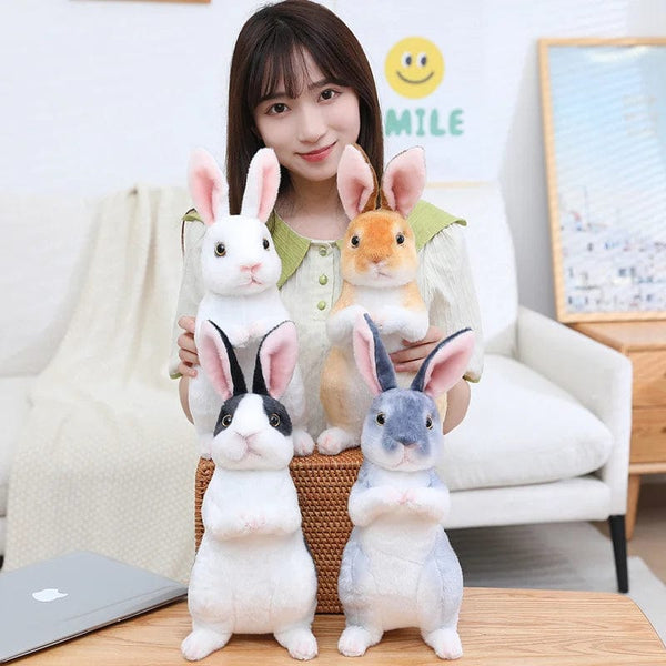 Planet Gates Simulation Kawaii Long Ears Realistic Rabbit Plush Toy Lifelike Animal Stuffed Doll Toys for Kids Girls Birthday Gift Room Decor