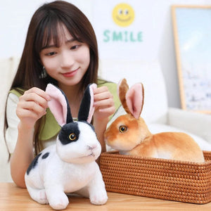 Planet Gates Simulation Kawaii Long Ears Realistic Rabbit Plush Toy Lifelike Animal Stuffed Doll Toys for Kids Girls Birthday Gift Room Decor