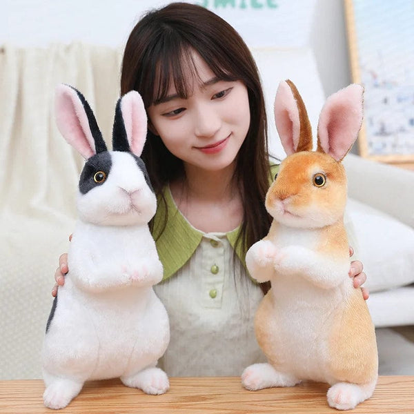 Planet Gates Simulation Kawaii Long Ears Realistic Rabbit Plush Toy Lifelike Animal Stuffed Doll Toys for Kids Girls Birthday Gift Room Decor