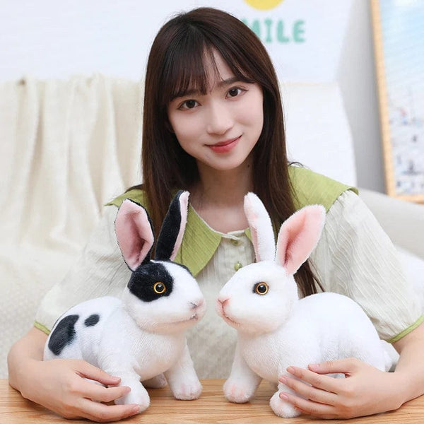 Planet Gates Simulation Kawaii Long Ears Realistic Rabbit Plush Toy Lifelike Animal Stuffed Doll Toys for Kids Girls Birthday Gift Room Decor