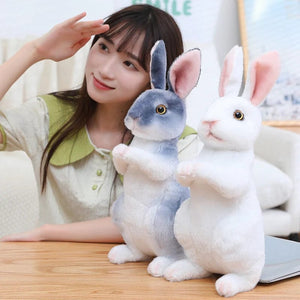 Planet Gates Simulation Kawaii Long Ears Realistic Rabbit Plush Toy Lifelike Animal Stuffed Doll Toys for Kids Girls Birthday Gift Room Decor