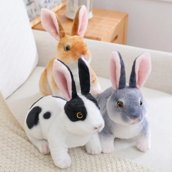 Planet Gates Simulation Kawaii Long Ears Realistic Rabbit Plush Toy Lifelike Animal Stuffed Doll Toys for Kids Girls Birthday Gift Room Decor