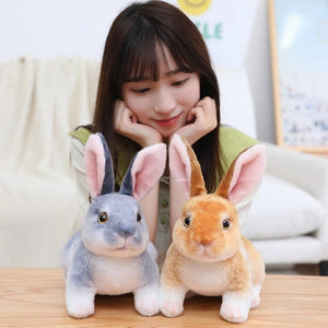 Planet Gates Simulation Kawaii Long Ears Realistic Rabbit Plush Toy Lifelike Animal Stuffed Doll Toys for Kids Girls Birthday Gift Room Decor