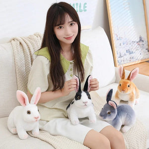 Planet Gates Simulation Kawaii Long Ears Realistic Rabbit Plush Toy Lifelike Animal Stuffed Doll Toys for Kids Girls Birthday Gift Room Decor