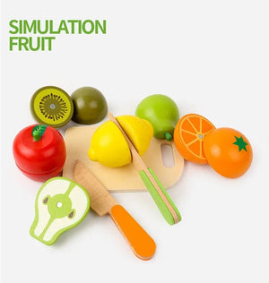 Planet Gates Simulation Kitchen Pretend Toy Wooden Classic Game Montessori Educational Toy For Children Kids Gift Cutting Fruit Vegetable