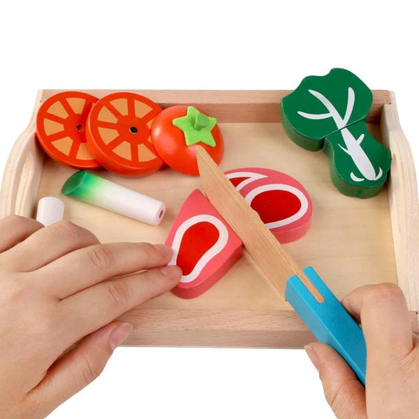 Planet Gates Simulation Kitchen Pretend Toy Wooden Classic Game Montessori Educational Toy For Children Kids Gift Cutting Fruit Vegetable Set