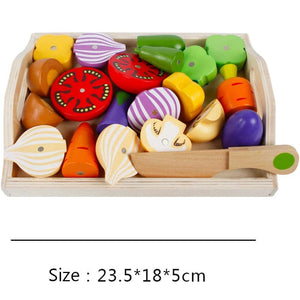 Planet Gates Simulation Kitchen Pretend Toy Wooden Classic Game Montessori Educational Toy For Children Kids Gift Cutting Fruit Vegetable Set