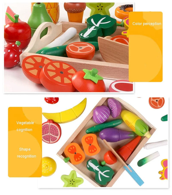 Planet Gates Simulation Kitchen Pretend Toy Wooden Classic Game Montessori Educational Toy For Children Kids Gift Cutting Fruit Vegetable Set