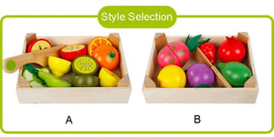 Planet Gates Simulation Kitchen Pretend Toy Wooden Classic Game Montessori Educational Toy For Children Kids Gift Cutting Fruit Vegetable Set