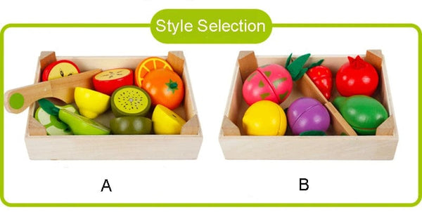 Planet Gates Simulation Kitchen Pretend Toy Wooden Classic Game Montessori Educational Toy For Children Kids Gift Cutting Fruit Vegetable Set