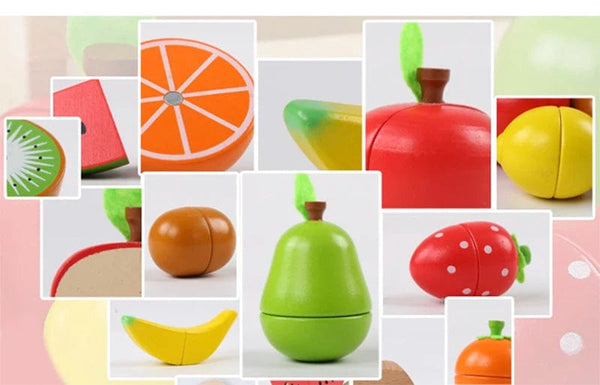 Planet Gates Simulation Kitchen Pretend Toy Wooden Classic Game Montessori Educational Toy For Children Kids Gift Cutting Fruit Vegetable Set
