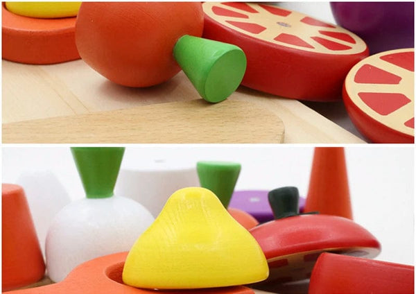 Planet Gates Simulation Kitchen Pretend Toy Wooden Classic Game Montessori Educational Toy For Children Kids Gift Cutting Fruit Vegetable Set