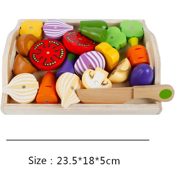 Planet Gates Simulation Kitchen Pretend Toy Wooden Classic Game Montessori Educational Toy For Children Kids Gift Cutting Fruit Vegetable Set