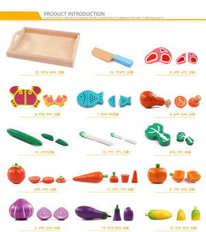 Planet Gates Simulation Kitchen Pretend Toy Wooden Classic Game Montessori Educational Toy For Children Kids Gift Cutting Fruit Vegetable Set