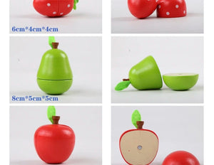 Planet Gates Simulation Kitchen Pretend Toy Wooden Classic Game Montessori Educational Toy For Children Kids Gift Cutting Fruit Vegetable Set