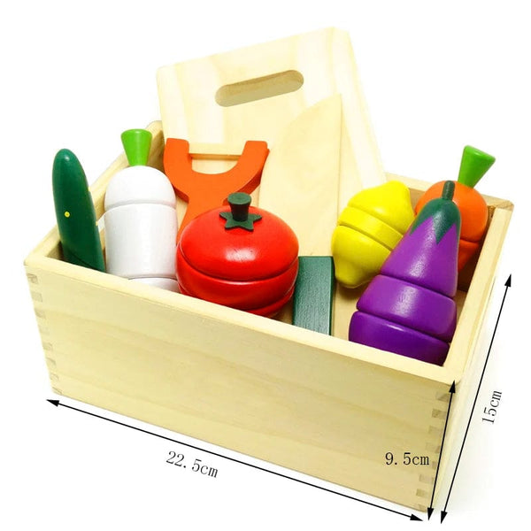 Planet Gates Simulation Kitchen Pretend Toy Wooden Classic Game Montessori Educational Toy For Children Kids Gift Cutting Fruit Vegetable Set