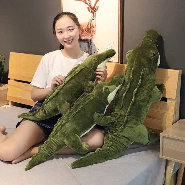 Planet Gates Simulation Large Soft Crocodile Plush Toy Fluffy Full Stuffed Animal Pillow Green Giant Alligator Sofa Cushion Kid Birthday Gift