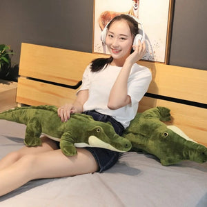 Planet Gates Simulation Large Soft Crocodile Plush Toy Fluffy Full Stuffed Animal Pillow Green Giant Alligator Sofa Cushion Kid Birthday Gift
