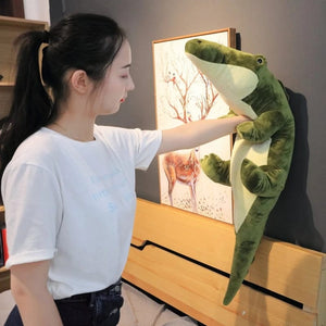 Planet Gates Simulation Large Soft Crocodile Plush Toy Fluffy Full Stuffed Animal Pillow Green Giant Alligator Sofa Cushion Kid Birthday Gift