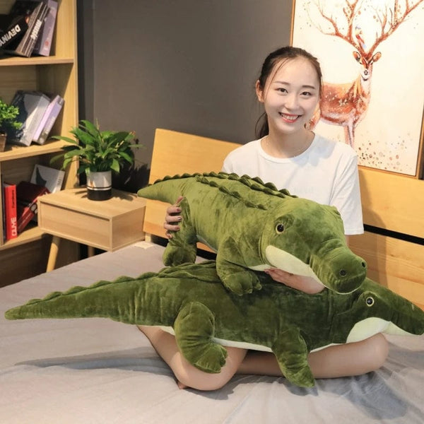Planet Gates Simulation Large Soft Crocodile Plush Toy Fluffy Full Stuffed Animal Pillow Green Giant Alligator Sofa Cushion Kid Birthday Gift