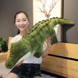 Planet Gates Simulation Large Soft Crocodile Plush Toy Fluffy Full Stuffed Animal Pillow Green Giant Alligator Sofa Cushion Kid Birthday Gift