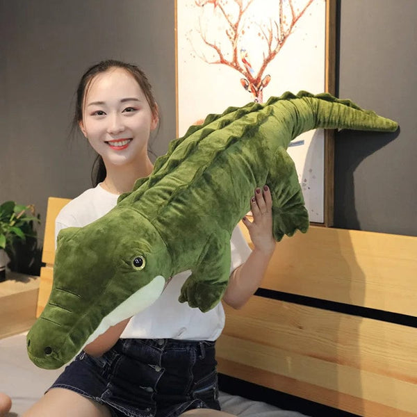 Planet Gates Simulation Large Soft Crocodile Plush Toy Fluffy Full Stuffed Animal Pillow Green Giant Alligator Sofa Cushion Kid Birthday Gift
