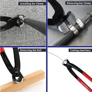 Planet Gates Single Ear Pincer Single Ear Clamp Pliers 8 Inch/200mm Carbon Steel Pincer Crimper Nail Puller for Automotive Repair Hand Tools
