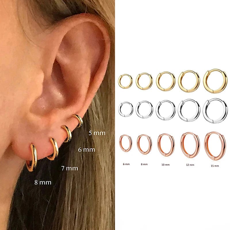 Planet Gates Single Minimal Gold Color Tiny Cartilage Hoop Earrings Glossy Earring Piercing Accessory Trendy Small Huggie Women Hoops For Men