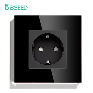 Planet Gates Single Socket / Russian Federation BSEED Touch Light Switch With EU USB Wall Sockets Black Wall Led Switches 1/2/3Gang 1Way Crystal Dark Blue Backlight Wall Switch