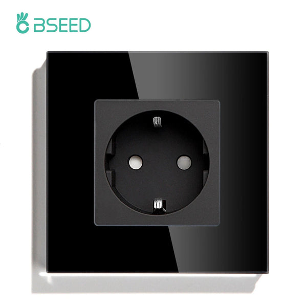 Planet Gates Single Socket / Russian Federation BSEED Touch Light Switch With EU USB Wall Sockets Black Wall Led Switches 1/2/3Gang 1Way Crystal Dark Blue Backlight Wall Switch