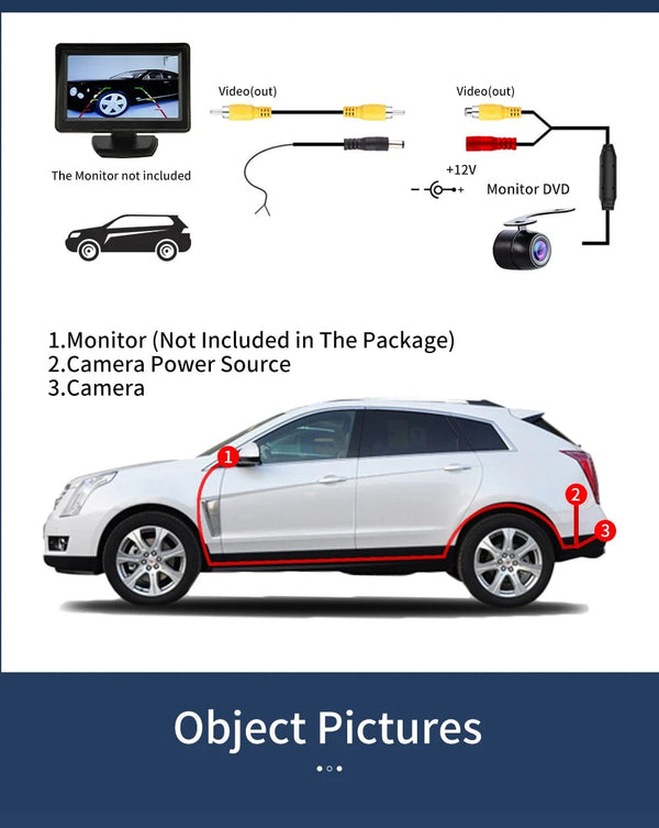 Planet Gates SINOVCLE Reverse Camera Rearview Car  Infrared Night With & Without LED Vehicle Backup Wiring Waterproof HD  Camera Kit