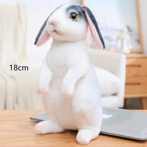 Planet Gates sitting 18cm grey Simulation Kawaii Long Ears Realistic Rabbit Plush Toy Lifelike Animal Stuffed Doll Toys for Kids Girls Birthday Gift Room Decor
