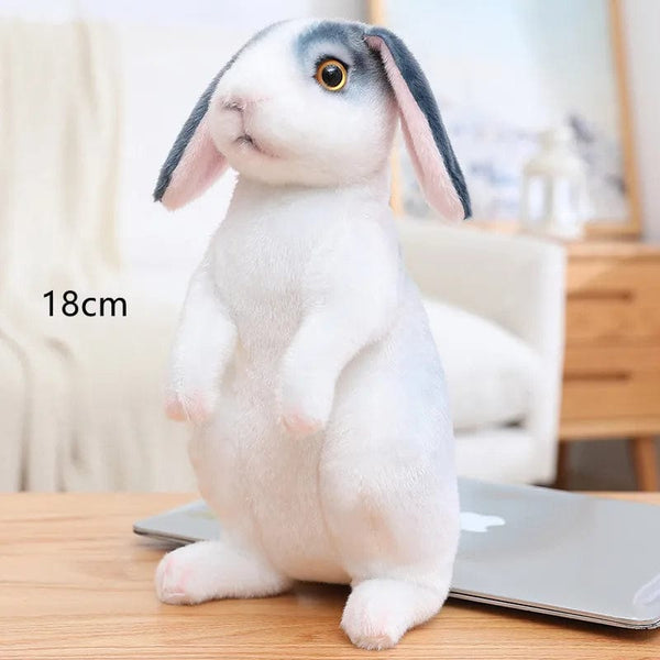 Planet Gates sitting 18cm grey Simulation Kawaii Long Ears Realistic Rabbit Plush Toy Lifelike Animal Stuffed Doll Toys for Kids Girls Birthday Gift Room Decor