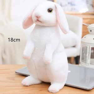 Planet Gates sitting 18cm white Simulation Kawaii Long Ears Realistic Rabbit Plush Toy Lifelike Animal Stuffed Doll Toys for Kids Girls Birthday Gift Room Decor