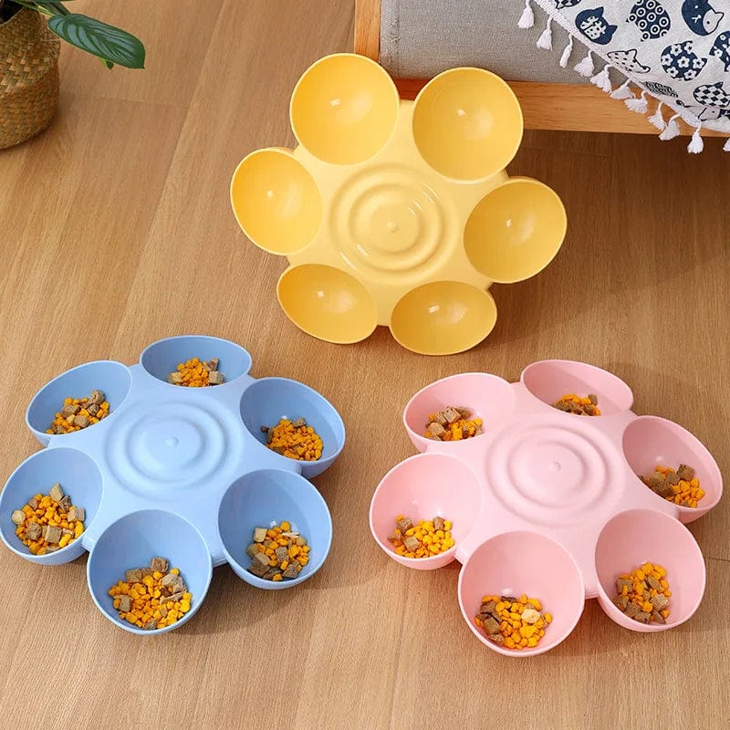 Planet Gates Six-in-one Dog Bowl Puppy Slow feeder Dog Bowl Cat Water Bottle flower-shaped cat Water feeding bowl Healthy Eating plate Pet ac