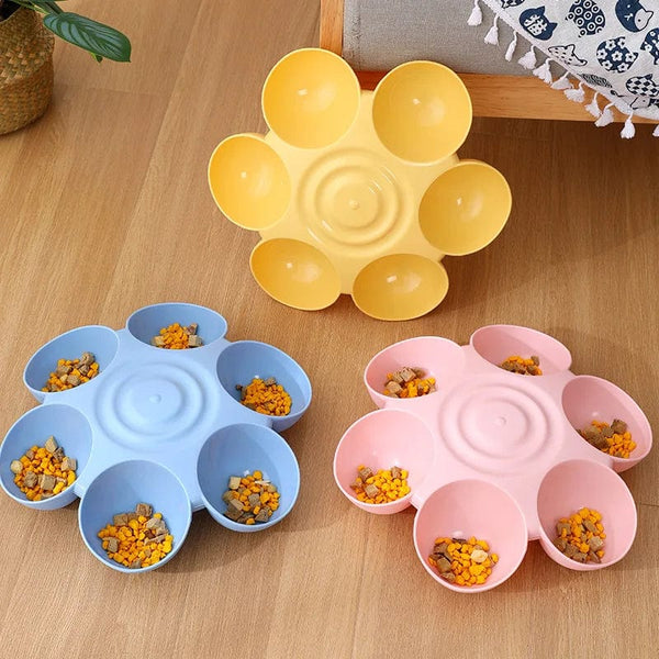 Planet Gates Six-in-one Dog Bowl Puppy Slow feeder Dog Bowl Cat Water Bottle flower-shaped cat Water feeding bowl Healthy Eating plate Pet ac