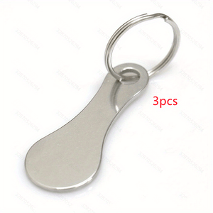 Planet Gates Size1  3pcs / Silvery Mini Stainless Steel Key Ring, Shopping Trolley Tokens Small Aldi Quarter Holder Keychain For Grocery Shopping Cart
