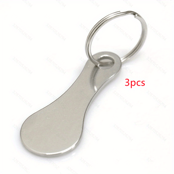 Planet Gates Size1  3pcs / Silvery Mini Stainless Steel Key Ring, Shopping Trolley Tokens Small Aldi Quarter Holder Keychain For Grocery Shopping Cart